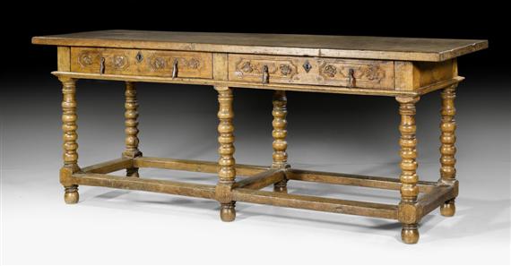 Appraisal: WALNUT REFECTORY TABLE early Baroque Spain th th century Front