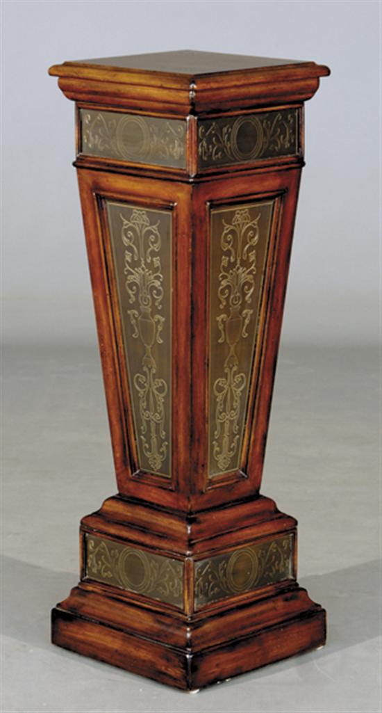 Appraisal: Classical style mahogany pedestal square molded top over canted shaft