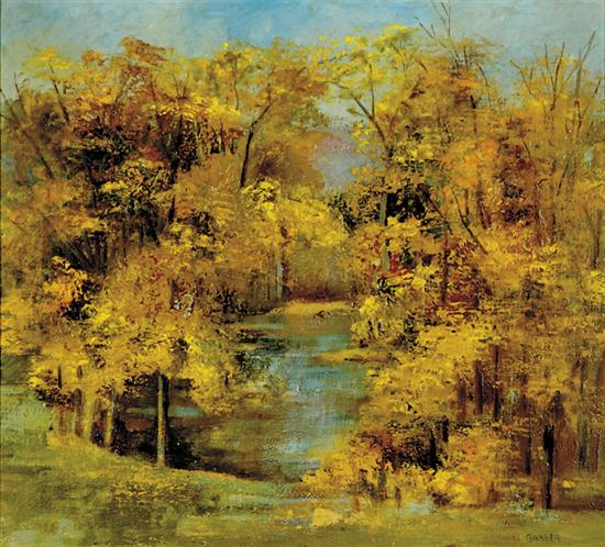 Appraisal: Daniel Garber manner of Pennsylvania - AUTUMN PONDoil on canvas