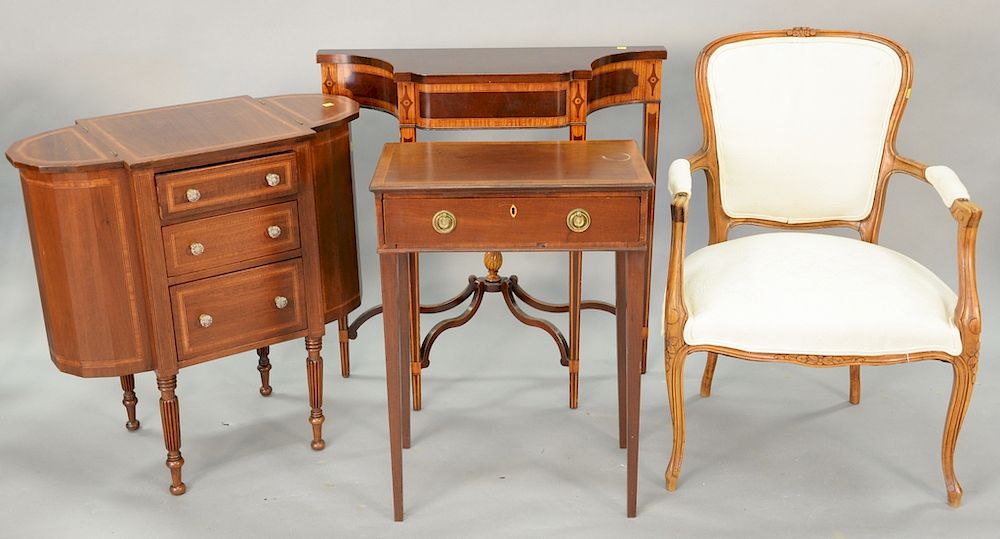 Appraisal: Four piece lot to include a Martha Washington sewing stand