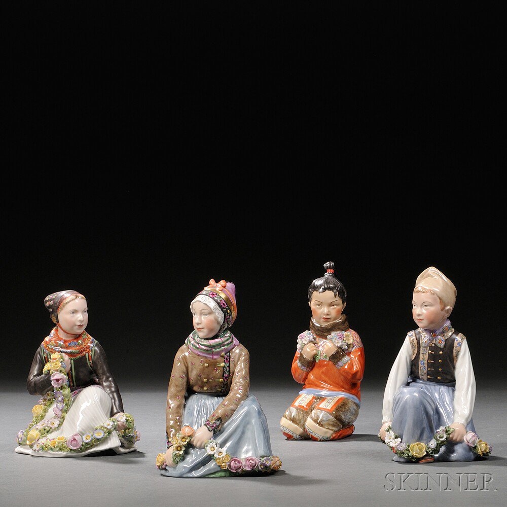 Appraisal: Four Royal Copenhagen Porcelain Figures of Children Denmark th century