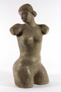 Appraisal: Art Deco style cast-stone female torso having stylized facial features