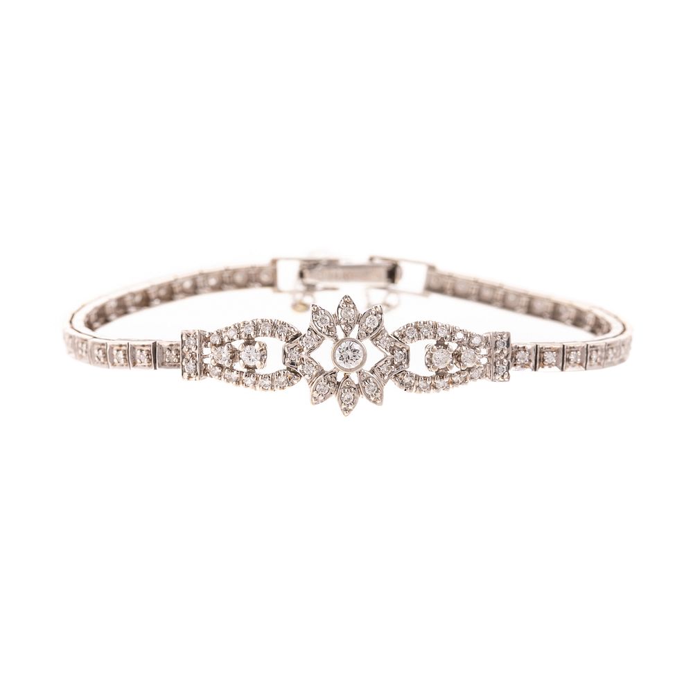 Appraisal: A Floral Diamond Bracelet in K K white gold bracelet