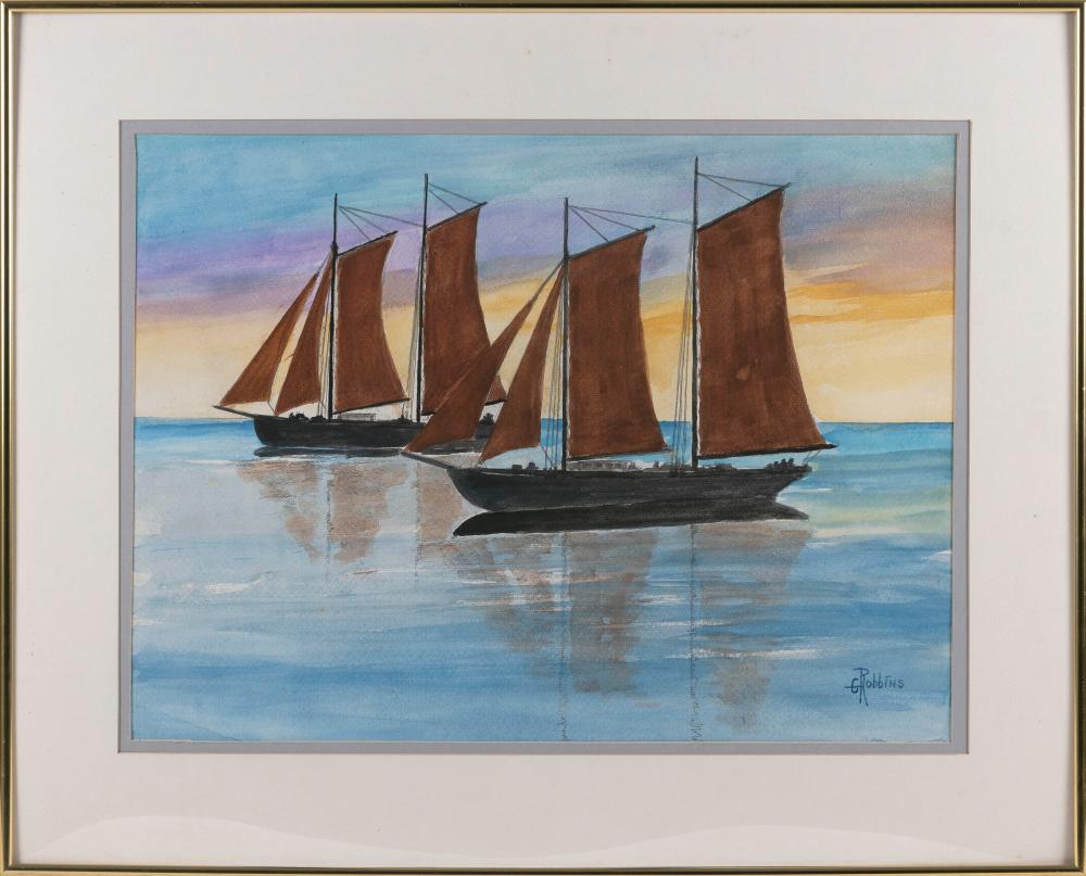 Appraisal: GEORGE ARTHUR ROBBINS CAPE COD MASSACHUSETTS - TWO SCHOONERS AT