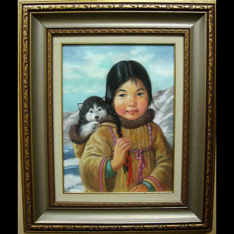 Appraisal: NORI PETER - CANADIAN YOUNG INUIT GIRL WITH HUSKY PUP