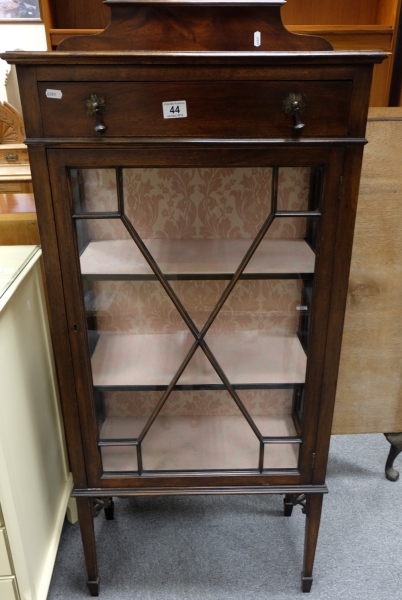 Appraisal: Dark Wood glass front china cabinet with draw