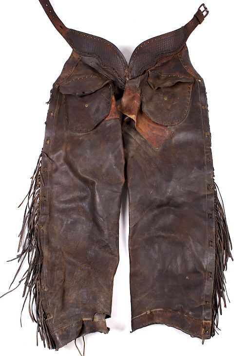 Appraisal: Early Montana Leather Shotgun Chaps th C For your consideration