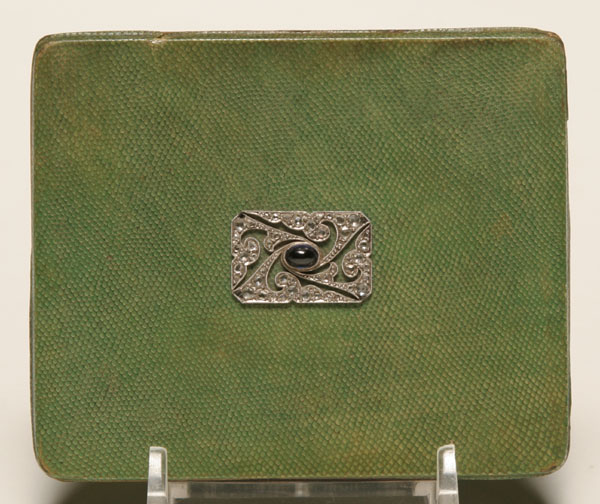 Appraisal: French Art Deco sterling vermeil cigarette case with shagreen overlay