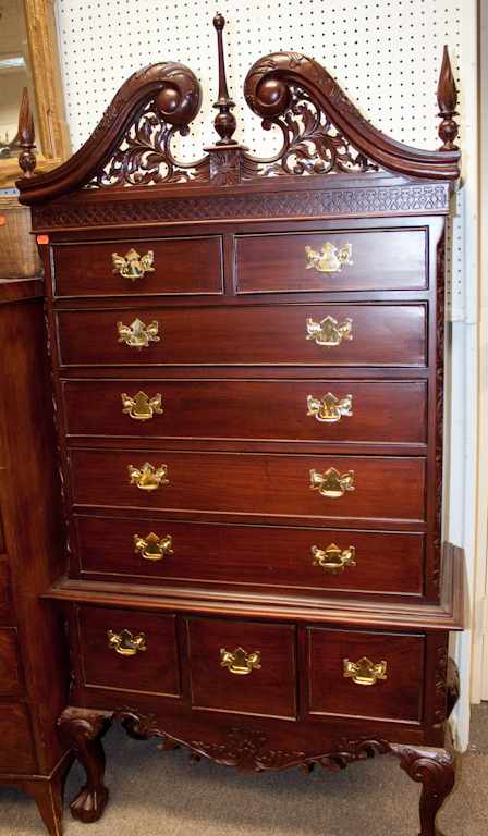 Appraisal: Chippendale style mahogany diminutive highboy Estimate - No condition report