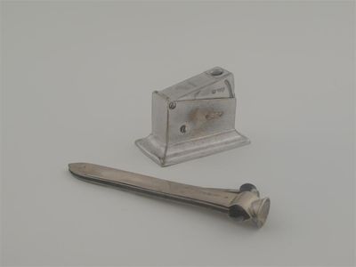 Appraisal: A late Victorian cigar cutter operated by pushing the sprung