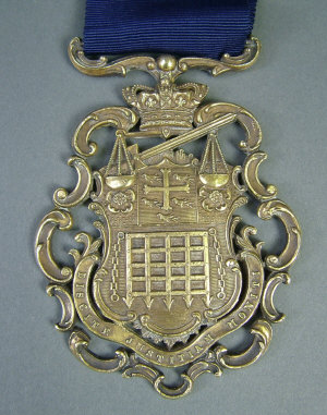 Appraisal: A Victorian silver gilt armorial Magistrate's badge of the City