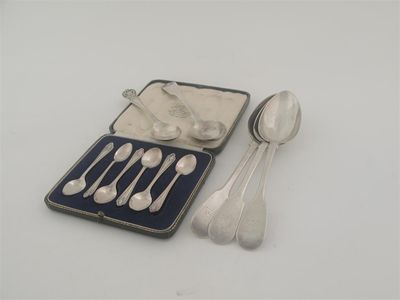 Appraisal: A cased set of six modern coffee spoons three various