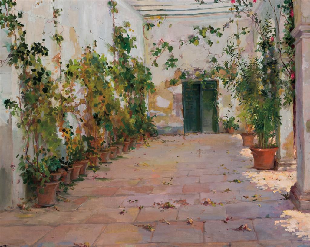 Appraisal: FRANCISCO VILLAR Spanish th th Century Courtyard in Summer oil