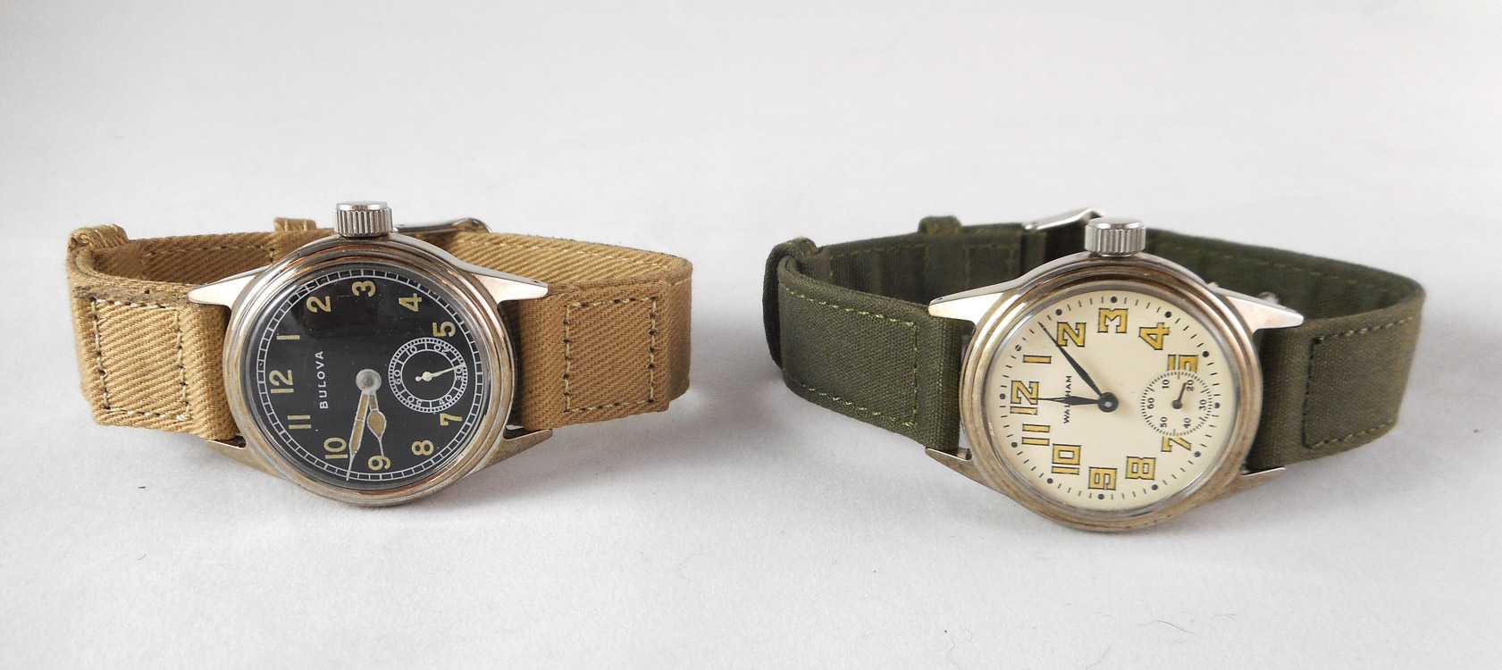 Appraisal: TWO A- TYPE MILITARY WATCHES the first a Waltham with