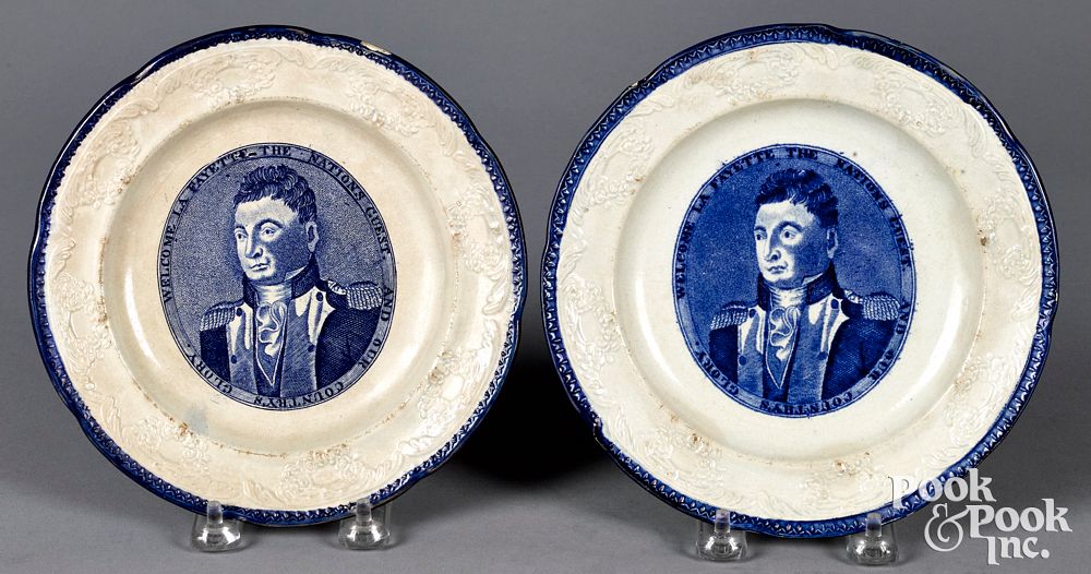 Appraisal: Pair of Historical blue Staffordshire plates Pair of Historical blue