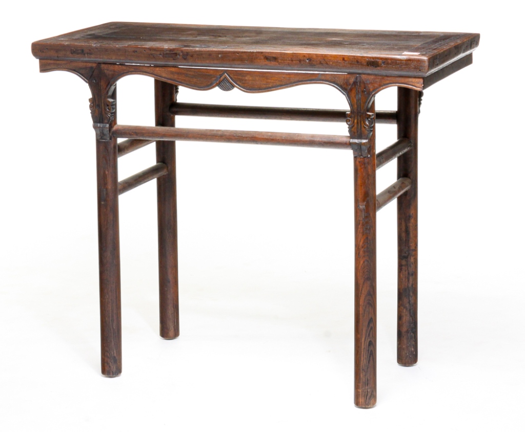 Appraisal: CHINESE ALTAR TABLE Late th-early th century elm Mortised construction