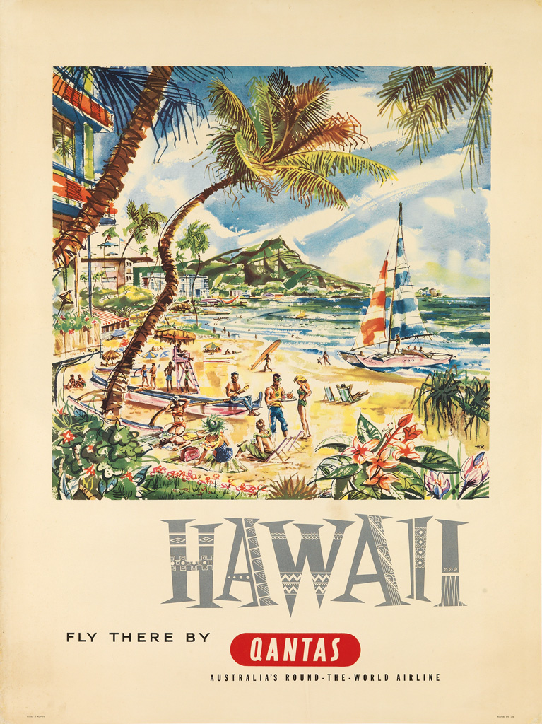 Appraisal: HR DESIGNER UNKNOWN HAWAII FLY THERE BY QANTAS x inches