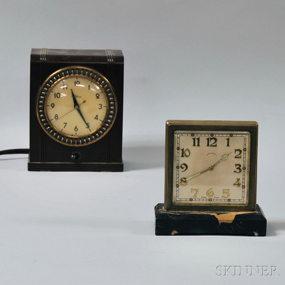 Appraisal: Two Table Clocks mid- th century a Telechron in wooden