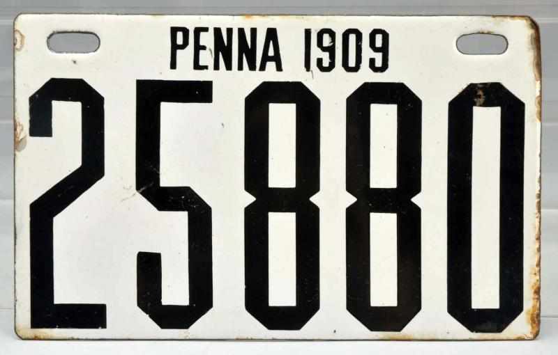 Appraisal: Pennsylvania Porcelain Auto License Plate Very good condition with a