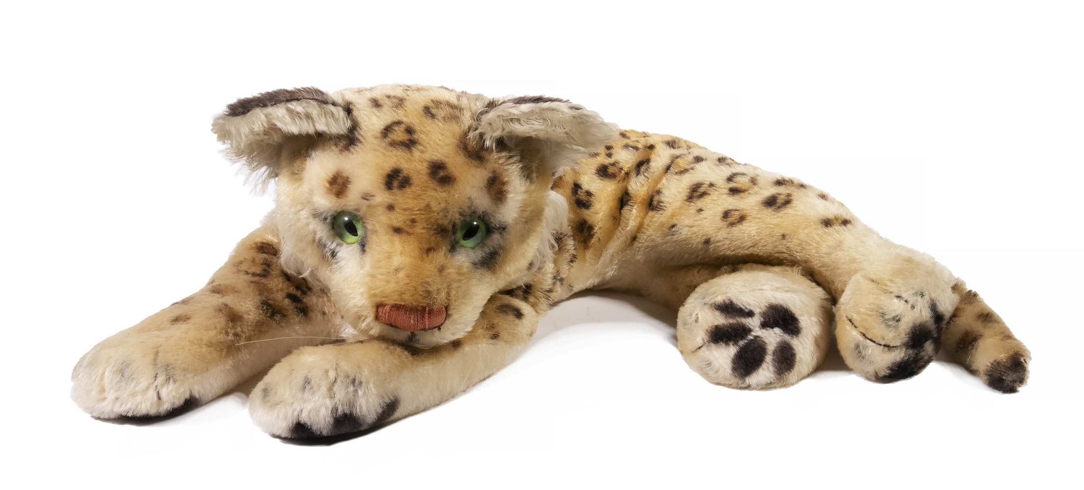 Appraisal: STEIFF RECLINING LEOPARD Large Vintage Stuffed Leopard Toy by Steiff