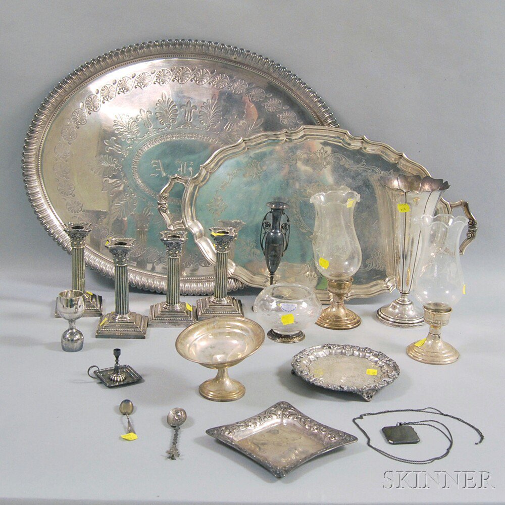 Appraisal: Group of Sterling Silver and Silver-plated Tableware including two silver-plated