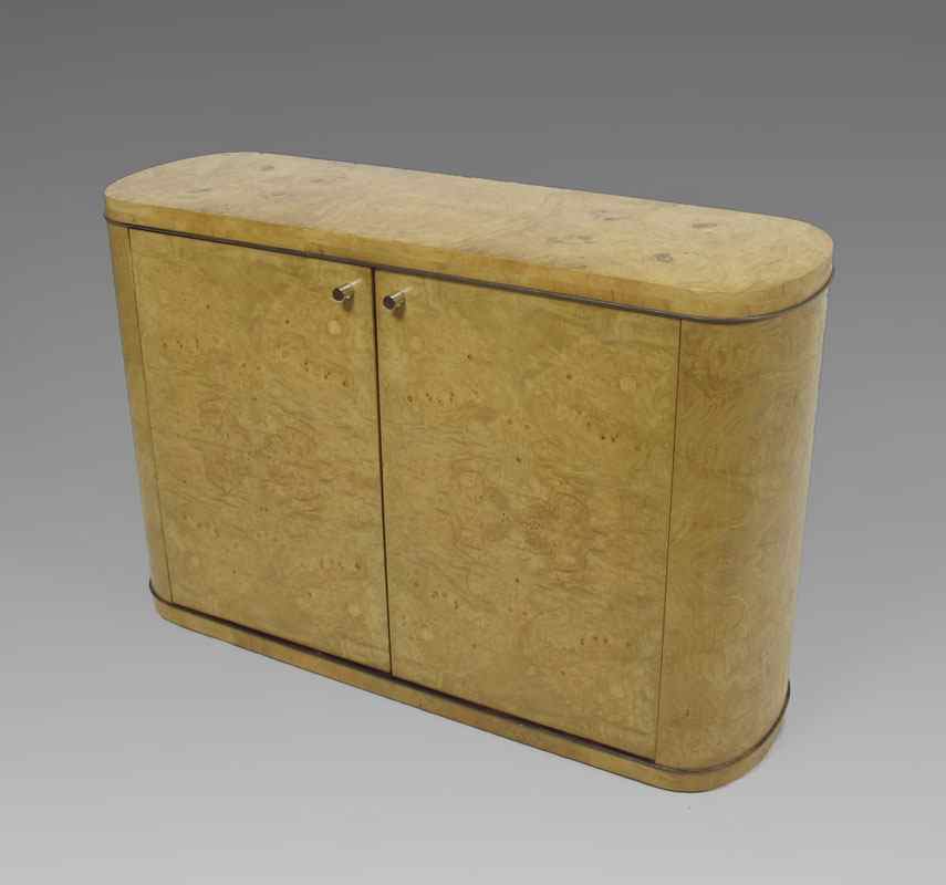 Appraisal: HENREDON SCENE II BURL CREDENZA doors with chrome pulls single