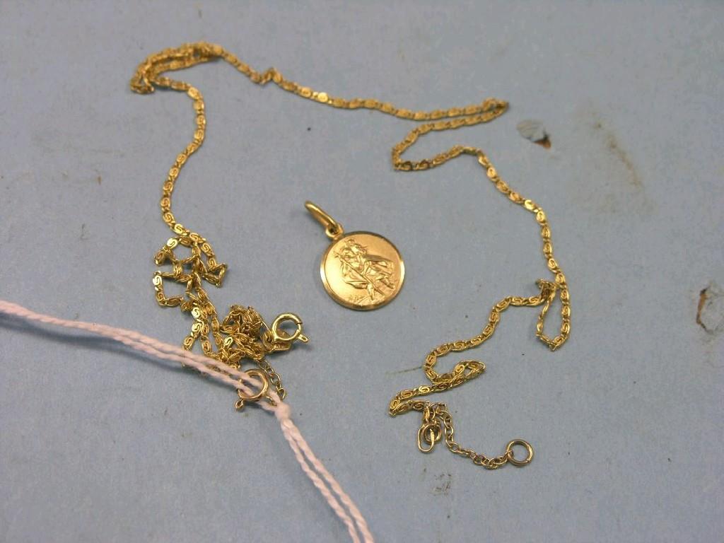 Appraisal: A ct gold St Christopher pendant on gold chain grams