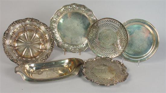 Appraisal: SIX AMERICAN SILVER SERVING DISHES various makers diameter of largest