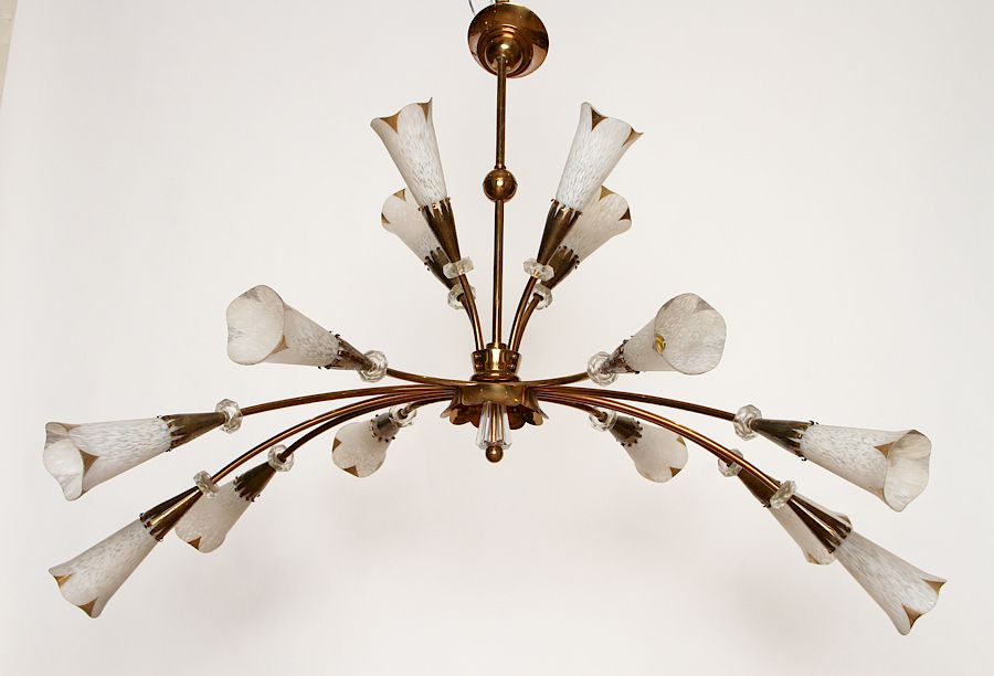 Appraisal: FRENCH -LIGHT FLORAL FORM CHANDELIER C A French mid century