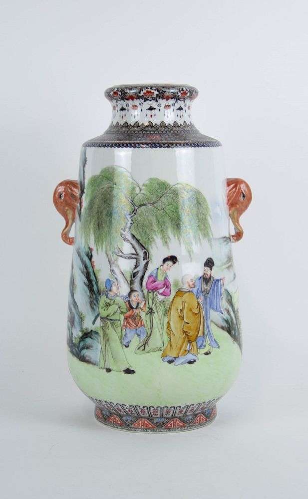 Appraisal: A Finely Enameled Republic Period Vase Chinese th century Depicting