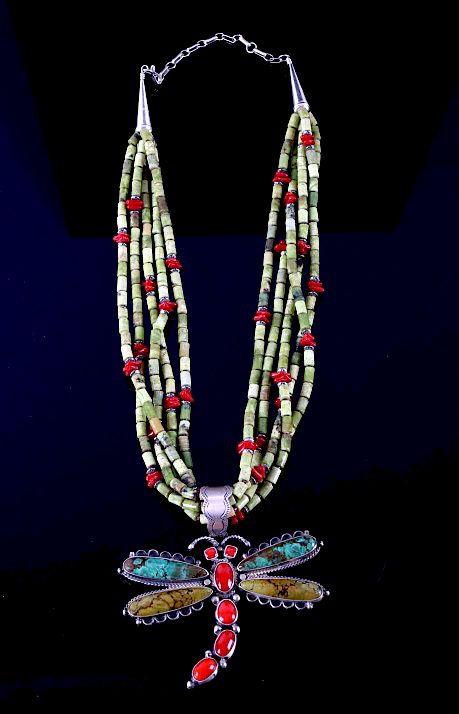 Appraisal: Navajo Signed Royston Turquoise Silver Necklace For your consideration is