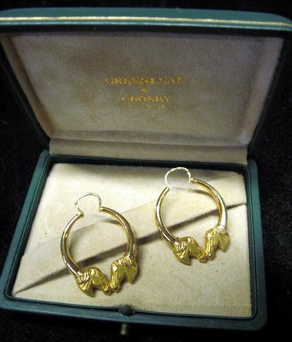 Appraisal: karat yellow gold 'horse head' hoops Greenleaf CrosbyFeaturing double 'horse