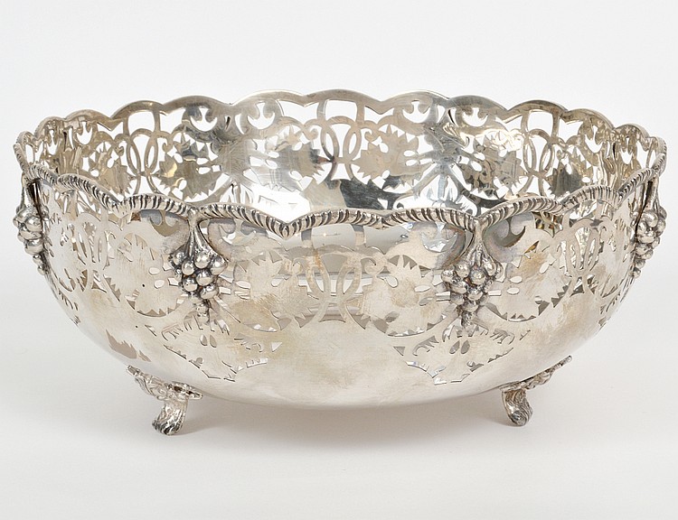 Appraisal: ITALIAN SILVER FRUIT BOWL th Century Marked Florentine The circular