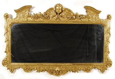 Appraisal: A giltwood and gesso rectangular wall mirror in George I