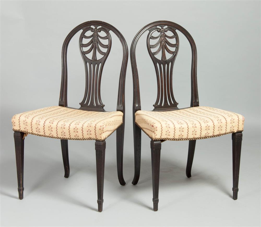 Appraisal: PAIR OF GEORGE III STYLE CARVED MAHOGANY SIDE CHAIRS each