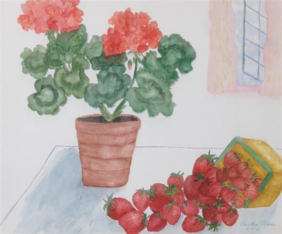 Appraisal: Bertha Moses American th Century Red Geraniums and Strawberries