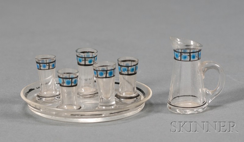 Appraisal: Miniature Art Deco Glass Lemonade Set Germany early th century