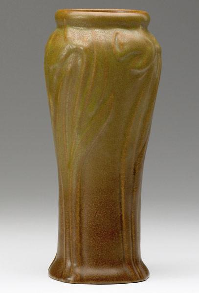 Appraisal: VAN BRIGGLE Vase embossed with daffodils and covered in Mountain