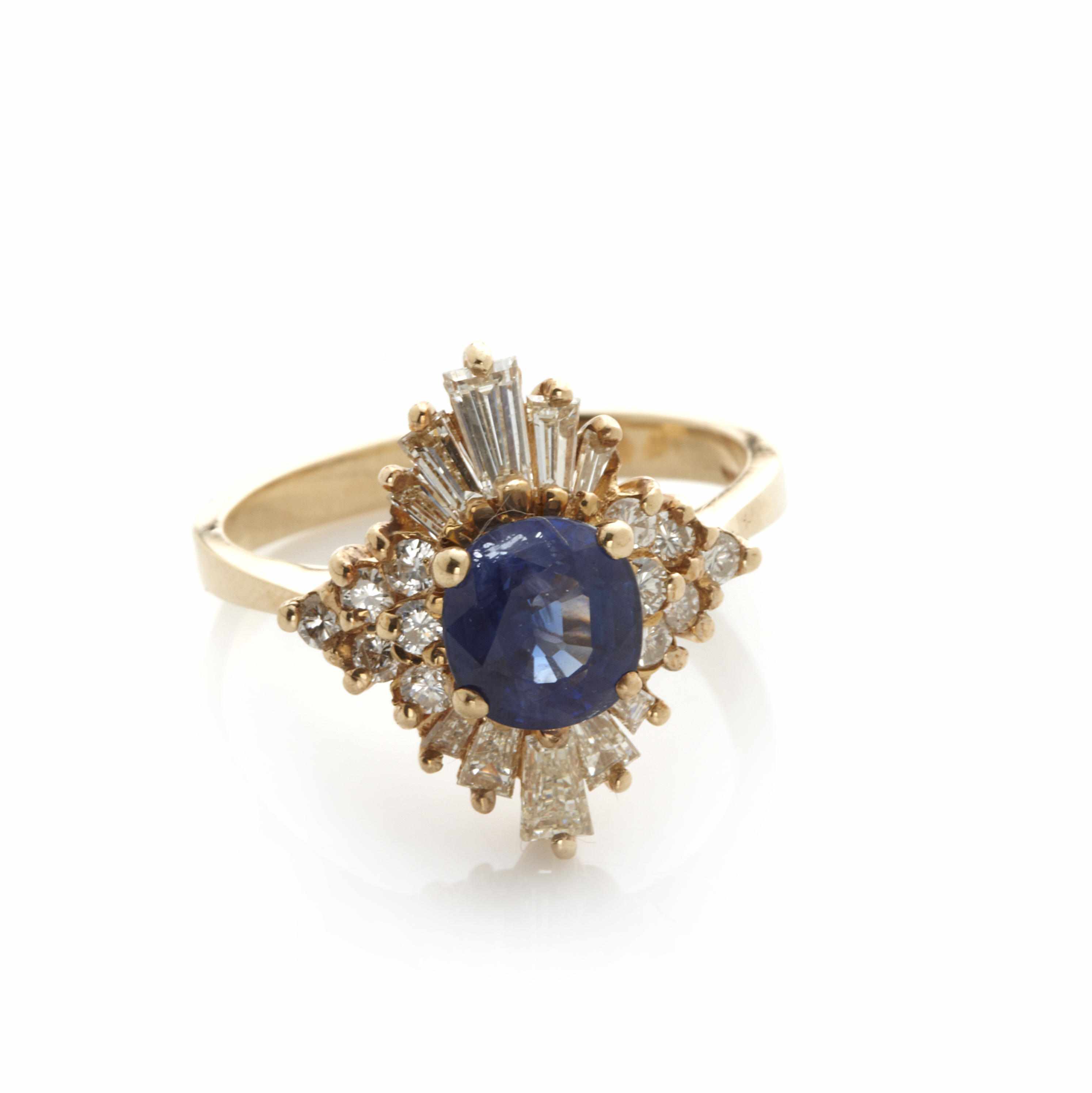 Appraisal: A sapphire diamond and k gold cluster ring size