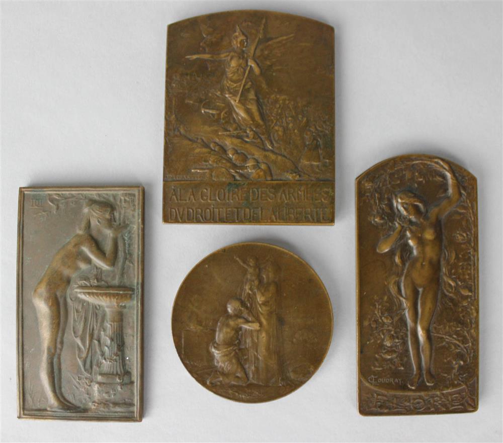 Appraisal: FOUR BRONZE MEDALLIONS INCLUDING ONE BY DANIEL DUPUIS the one