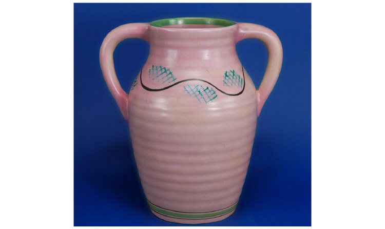 Appraisal: Clarice Cliff 's Large Two Handled Lotus Jug Trellis pattern