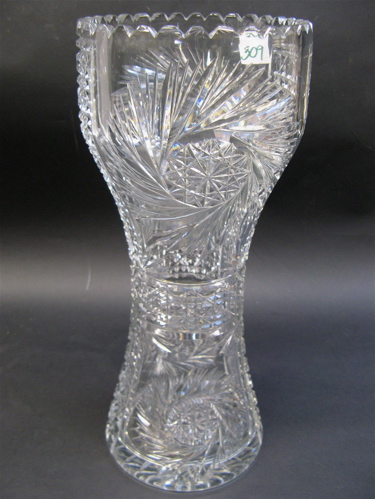 Appraisal: CLARK AMERICAN CLEAR CUT CRYSTAL VASE H signed Clark underfoot