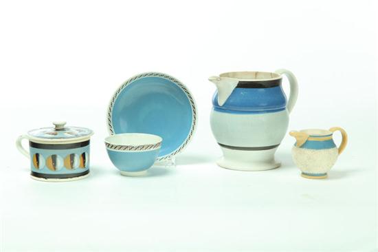 Appraisal: FOUR PIECES OF MOCHA England st quarter- th century Blue