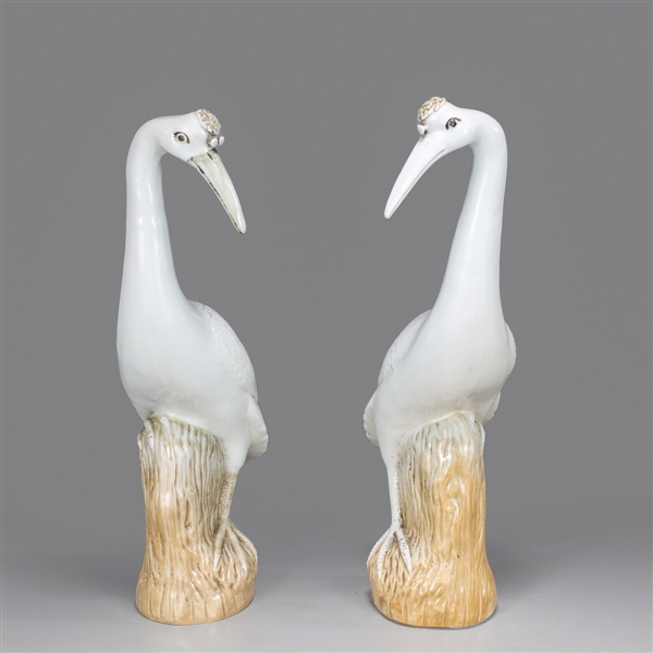 Appraisal: Pair of Chinese white and brown glazed porcelain cranes each