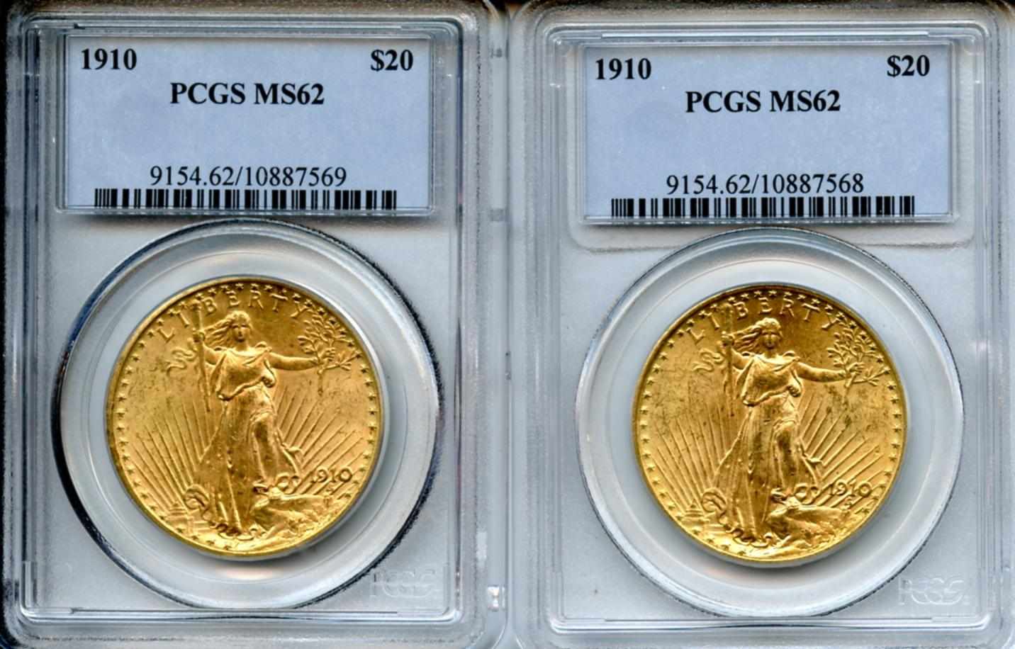 Appraisal: MS PCGS Both show satiny golden color and a number