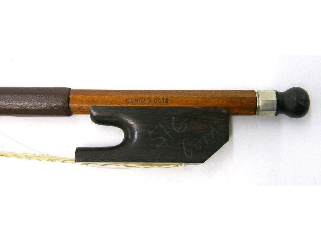 Appraisal: German nickel mounted treble viol bow by and stamped Conrad