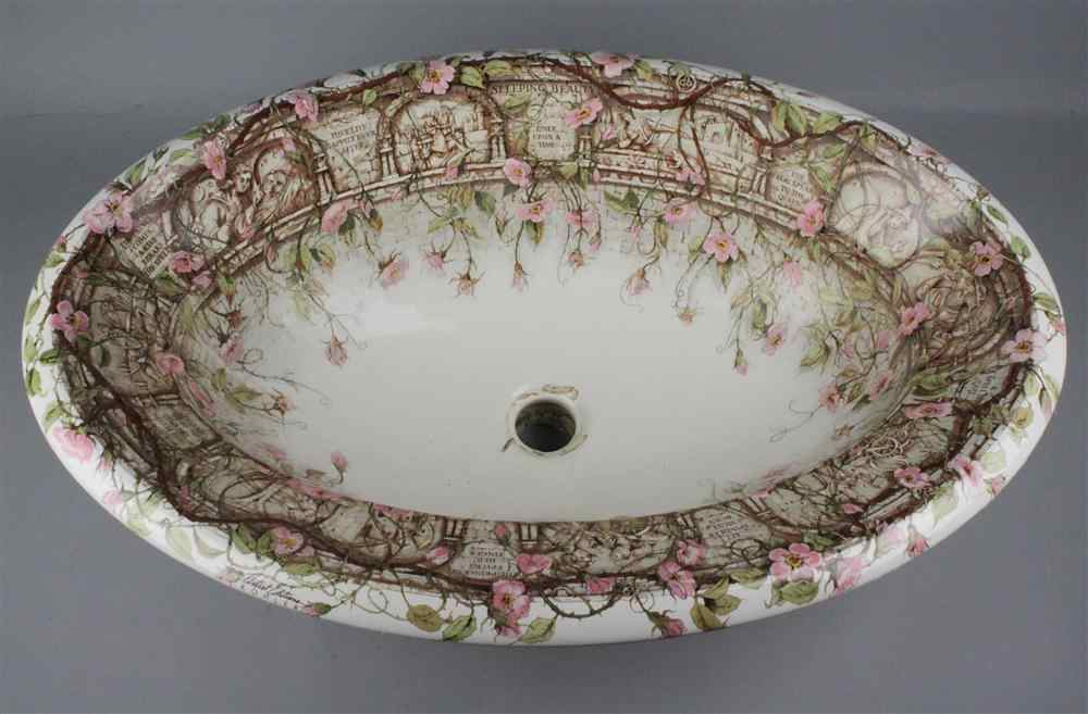 Appraisal: KOHLER ARTIST EDITIONS 'BRIAR ROSE'' PATTERN OVAL SINK the rim