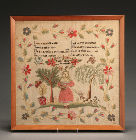 Appraisal: American Needlework Sampler Worked by Nancy Smith Pittsburgh First Half