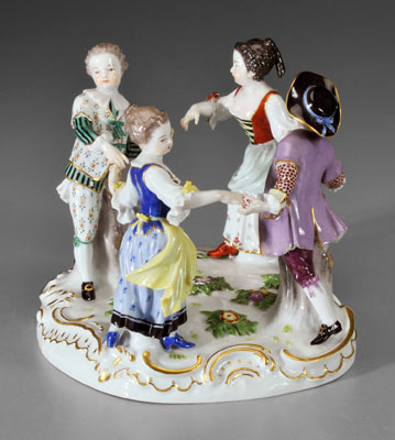 Appraisal: Meissen figurine four children hand-painted porcelain two boys and two