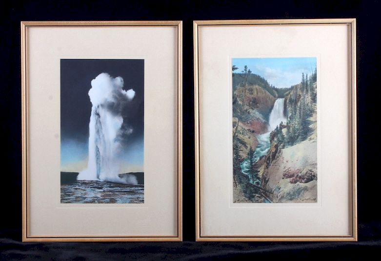 Appraisal: Haynes Yellowstone Hand Tinted Photographs This is a pair of